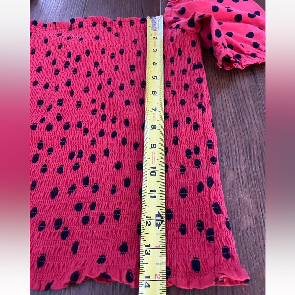 Anthropologie Dolan Left Coast Smocked Puff-Sleeved Top Red Size XS Women’s - Picture 14 of 16